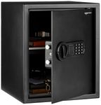 Amazon Basics Steel Home Security Safe with Programmable Keypad Lock, Secure Documents, Jewelry, Valuables, 1.52 Cubic Feet, Black, 13.8"W x 13"D x 16.5"H