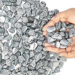 BELLE VOUS Grey Decorative Natural Pebbles - 3.4kg/7.5lbs Mini Assorted Stones - Decorative River Gravel for Vase Filler, Garden Plant Pots & Aquariums