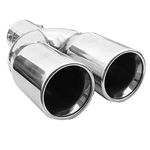 Double Dual Twin Exhaust Tip Trim Car End Pipe Tail Sport Muffler Stainless Steel Chrome Universal