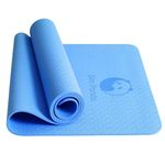 Slim Panda Yoga Mat Non-Slip, Pilates Mat Thick, Anti Tear TPE Yoga Mat for Women Men Kids, 6mm Thick Excercise Mat with Carrying Strap for Workout, Fitness, Floor Exercises(Blue)