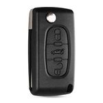 Kelay Car Key Fob Case Replacement Compatible for Peugeot 107 207 307 407 607 208 308 408 Folding Remote Key Accessories 3 Buttons(HU83 Blade,CE0536)