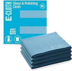 E-Cloth 4-Pack Glass & Polishing Cloth, Sustainable Microfiber Cleaning Cloth Set, Perfect Cleaner for Glass, Windows and Mirrors, Washable and Reusable, 100 Wash Promise, Alaskan Blue