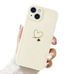 Newseego Compatible with iPhone 14 Case, Cute Gold Love-Heart Pattern iPhone 14 Case for Women and Girls Soft Silicone Flexible Slim Shockproof Protective Cover Case for iPhone 14(6.1 Inch)-White