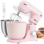 Kitchen in the box Stand Mixer, 4.5L+5L Two Bowls Food Mixer for Baking, 10 Speeds Electric Kitchen Appliance with Dough Hook, Whisk, Beater, 1300W Matte for Home Baking (Rose Pink)