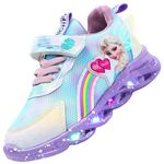 Vorkhuaeri Princess Sneakers for Girls Kids Trainers Light Up Shoes Dress Up Elsashoes Baby Toddler Sneakers Birthday Xmas (A2-Purple-Mesh2,7)