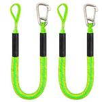 Boat Bungee Dock Lines with 316 Hook, 4 Feet Stretches to 6 Feet Mooring Rope 2-Pack for Docking, Mooring Line Boat Accessories Docking Ropes PWC Dock Ties for Boats (Green)