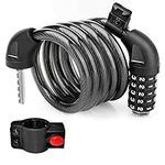 Bike Lock Bicycle Lock 1200mm/12mm Cycling Cable Locks with 5-Digits Codes Combination Lock for Bike Cycle Moto Door Gate Fence