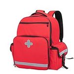 CURMIO First Aid Trauma Backpack, Medical Bag with Padded Shoulder Straps and Waist Cushion for Home Visits, Clinical Study, Health Care, Camping, Travel, EMS, Red (Bag Only, Empty)