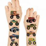 10 Sheets Monster Truck Temporary Tattoos for Kids Monster Truck Waterproof Tattoo Stickers Children's Temporary Tattoo Toys for Birthday Parties Supplies Decorations