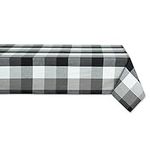 DII Tri-Color Check Collection 100% Cotton Tabletop, Tablecloth, 60x104, Black