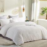 Lanqinglv Teddy Fleece Duvet Cover Set Double Bed White Warm Fluffy Cozy Flannel Thick Thermal Winter Bedding Sets with Zipper Closure Fleecy Quilt Cover and 2 Pillowcases 50x75cm