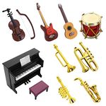 cobee Dollhouse Miniature Musical Instrument Set, 11PCS Mini Dollhouse Musical Model 1:12 Doll House Accessories for Dollhouse Musical Room Fairy Garden