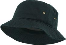 KBM-500 BLK L/XL Unisex Washed Cotton Bucket Hat Summer Outdoor Cap