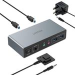 Unitek HDMI KVM Switch 2 Monitors 2 Computers 4K@60Hz USB 3.0 KVM Switches Share Dual HDMI Monitors 3 USB Ports for Keyboard Mouse Hard Drives Mic Headset Ports 2 Cable DC 5V Adapter Controller