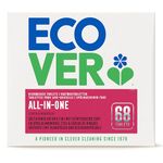 Ecover All in One Dishwasher Tablets, Contains Salt & Rinse Aid, Powerful Cleaning, Fresh Lemon & Mandarin Scent, Pack of 1, 68 Tablets