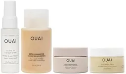 OUAI Travel Kit - Includes Travel Size Leave In Conditioner, Detox Shampoo, Fine to Medium Hair Mask, Scalp & Body Scrub - Travel Size Stocking Stuffers for Women (4 Count)