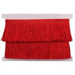 Fringe Trim Tassel Lace 2.5Inch Width 5 Yards Long for Clothes Accessories Latin Wedding Dress and DIY Lamp Shade Decoration (Red, 2.5 Inches)