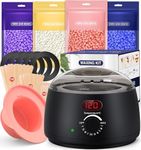 Waxing Kit for Women & Men: Digital Display Waxing Kits, Hard Wax Kit Wax Warmer for Hair Removal with 4-Pack Hard Wax Beads- All-in-One at-Home Wax Pot Machine for Brazilian, Bikini, Legs & Body