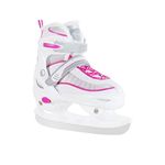 CCUNSZI Ice Skates,Adjustable ice Skates for Men Women and Kids,Stainless Steel Ice Skates,Quick Lacing System & Push-Lock Buckle,Adjustable 4 Size (White, M(1-4) Kids,(4-6) Women,(3.5-5.5) Men)