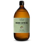 Essican Purelife Organic Castor Oil In Glass Bottle 1000ml - 100% Pure Castor Oil Organic - Hexane Free Castor Oil For Hair Growth, Cold-Pressed, Nourish Skin - Organic Castor Oil For Eyelashes