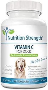 Nutrition Strength Vitamin C for Dogs to Support Cardiovascular Health, Help Strengthen The Immune System, Boost Free Radical Defenses and Sustain Collagen Synthesis, 120 Chewable Tablets