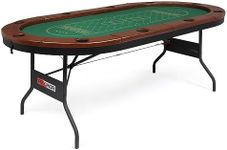 PEXMOR 10 Player Foldable Poker Table, Folding Texas Holdem Blackjack Casino Game Table w/Deeper Stainless Steel Cup Holders| Casino-Grade Felt| Water-Resistant Cushioned Rail, Fully Assembled