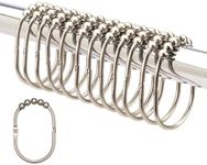 2LB Depot Wide Shower Curtain Rings/Hooks Set, Decorative Polished Chrome Finish, Easy Glide Rollers, 100% Rustproof Stainless Steel, Set of 12 Rings for Shower Rods