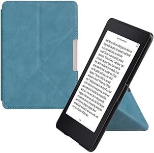 kwmobile Origami Case Compatible with Amazon Kindle Paperwhite Case - Slim PU Leather Cover with Stand - Petrol