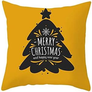 Pillow Covers Decorative Couch Pillows Sets Christmas Tree Flax Throw Pillow Covers Pillow Cover Zip King Sofa Cushion Case Zipper Black Orange 20X20 Inches