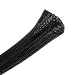 CrocSee 10ft - 1.25 inch Braided Cable Management Sleeve Cord Protector - Self-Wrapping Split Wire Loom for TV/Computer/Home Theater/Engine Bay - Black