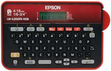 LABELWORKS Epson LW-K200PX-RDB Portable QWERTY Keyboard Label Maker for Home & Hobbies – Craft, Organize, and Personalize - Red Black Printer