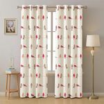 Urban Space 100% Cotton Curtains for Door, 60-65% Room Darkening Decorative Curtains, Set of 2 Curtains with Grommet and tieback (Hummingbird Red, Door- 7 Ft X 4 Ft)