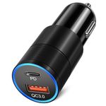 USB C Car Charger,Bangfun 36W Dual Port Car Charger USB C Fast Charge, 12V Car Phone Charger Cigarette Lighter Adapter Plug for iPhone 15 14 13 12 11 Pro Max,Samsung S24 S23 S22 A53 A14(Black, A+C)