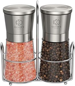 Oliver's Kitchen ® Salt & Pepper Grinder Set - 2X Premium Quality Ceramic Grinders - Easy to Fill & Use - Season to Perfection with Adjustable Coarseness - Large Capacity - Refill Less Often