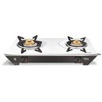 Vidiem Gas Stove SS2 196 A Viva (Silver & Black) | 2 Burner Stainless Steel | ISI Certified | Manual Ignition | 5 Years Warranty