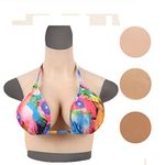 Silicone Breastplates with Elastic Cotton Filler, Breast Forms Fake Breast for Crossdressers Drag Queens Mastectomy Transgender,Skin,B`CUP