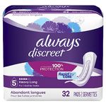 Always Discreet, Incontinence & Postpartum Pads For Women, Size 5 Drops, Heavy Long Absorbency, 64 Total Count (2 Packs of 32 Count)