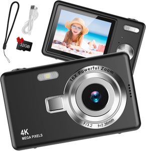 1080P 44MP Digital Camera – Black, High-Resolution Photography