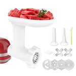 Corwar Food Grinder Attachment for KitchenAid Stand Mixers Includes 2 Sausage Filler Tubers, 4 Grinding Plates, Meat Grinder Attachment for kitchenAid, White