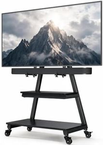 Perlegear Mobile TV Stand with Soundbar Mount, Rolling Floor TV Stand with Wheels for 43-80" TVs up to 132lbs, Mobile TV Cart with Storage Shelves, Tilt Swivel Corner TV Cart Max VESA 600x400mm