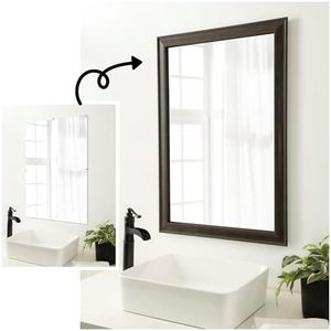 Amanti Art Bathroom Mirror Makeover Frame Border Kit - Fits a 60x36 inch Mirror - Mirror NOT Included - Shipwreck Greywash Narrow Trim