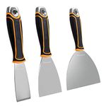 ROLLINGDOG 3PC Putty Knife Set -1.5"Chisel Scraper,3"Flexible Putty Knife and 6"Joint Knife,for Paint Scraper,Drywall Repair and Wallpaper Stripping