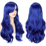 YEESHEDO Women's 28" 70 cm Cosplay Wig Long Wavy Curly Hair Ends with Bangs Wigs for Ladies Heat Resistant Synthetic Wig for Party Costume Anime Halloween (Indigo Blue)