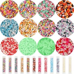 Briartw 12 Style Polymer Clay Embellishments with Clear Storage Tube for Shaker Cards,280g Confetti Resin Clay Sprinkles Decoration Scrapbooking Nail Art DIY Crafts Cake Phone Case