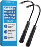 IMPRESA [2 Pack Garden Weeder Tool w/Notched Tip - Cultivator Garden Tool - Roots & Dandelion Digger Tool - Steel Garden Hand Tools for All Soil - 15" Handle Weed Puller Tool