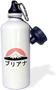 3dRose Water Bottle, 10.5" by 4.5", Brianna in Japanese letters