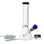 11" Glass Water Pipe 14.5mm Glass Bong Water Bong Percolator Filter Recycler Bongs with Downstem Bowl Adapter (Blue)