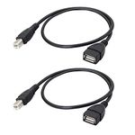 SinLoon USB 2.0 Printer Cable, 20 INCH USB Type A Female to Type B Male Printer Scanner Cord, for Printer Extender Connection Cables, 2 Pack