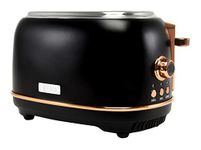 Haden Heritage 75059 Stainless Steel 900W Retro Toaster 2 Slice Wide Slot w/Removable Crumb Tray and Settings, Black/Copper Toasters w/Adjustable Browning Control, Smart Toaster