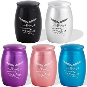 LINES ARTE Mini Cremation Urn for Human Ashes Set of 5, Mixed Small Keepsake Angel Urns for Human Ashes 5 Pack(2.7x1.7Inch)